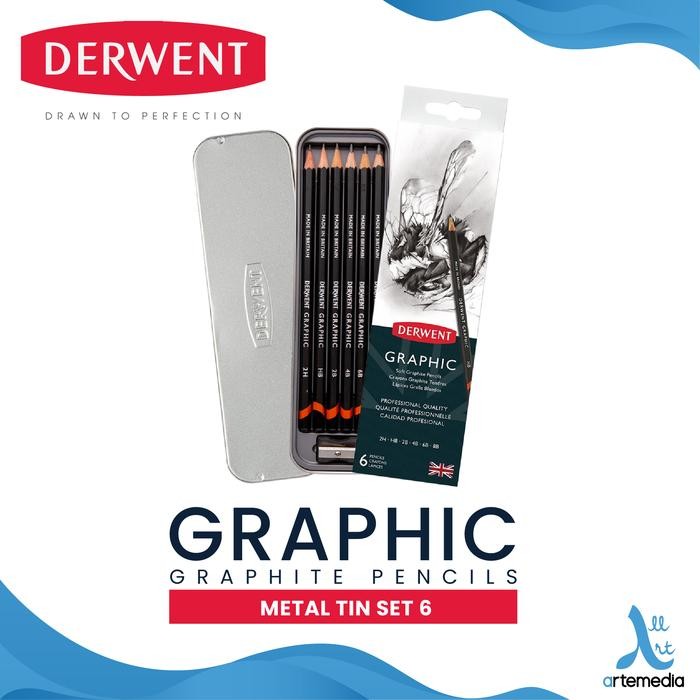 

Pensil Gambar Derwent Graphic Pencil 6 Metal Tin Drawing Sketching