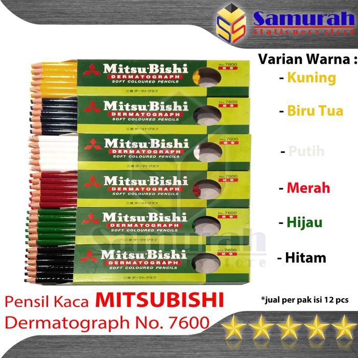 

NEW! PENSIL KACA WARNA MITSUBISHI NO 7600 / PENCIL GLASS DERMATOGRAPH PAK ISI 12 PUTIH - HITAM -