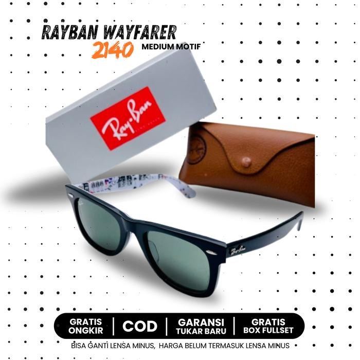 Terbaik New Kacamata Hitam Rayban006 Wayfarer 2140 Lensa Kaca Medium Motif / Kacamata Fashion /