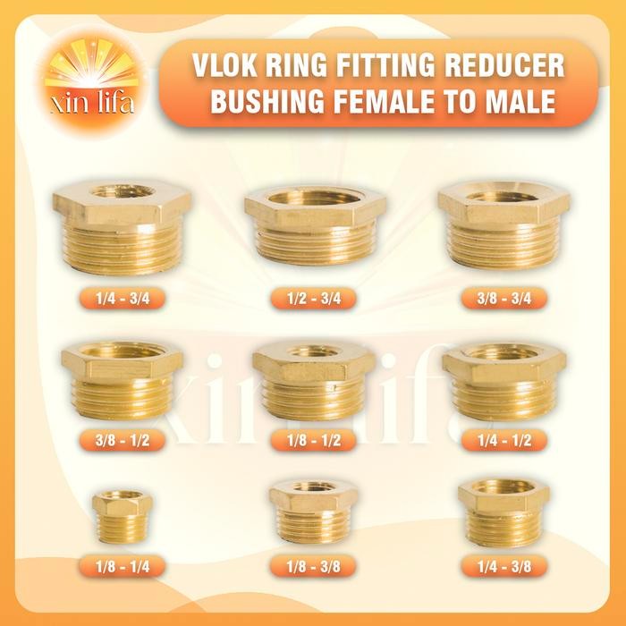 Vlok Ring / Vlock Sock / Reducer Bushing / Nepel Kuningan Semua Ukuran
