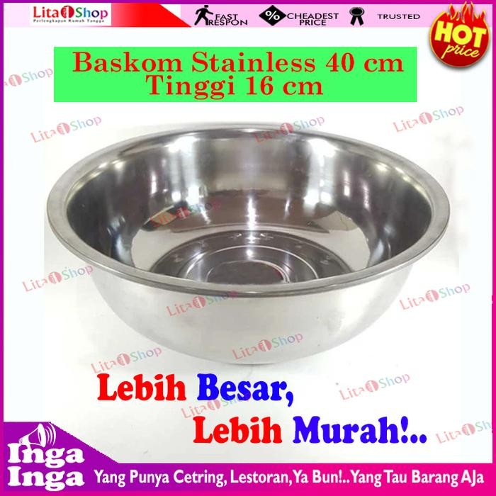 Baskom Besar Stainless 40 Cm/Baskom Staonless Steel Besar -Gratisongkir