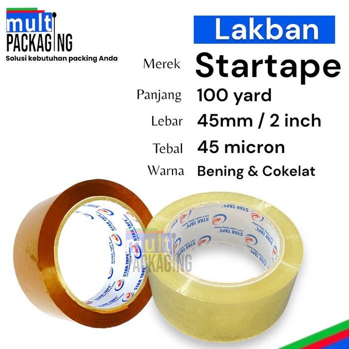 

Lakban Bening & coklat Star Tape 45mm x 100 yard