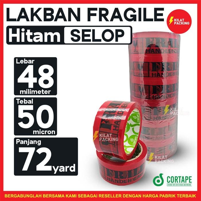 

Lakban Fragile HITAM 48 mm x 72 yard Termurah 1 Selop
