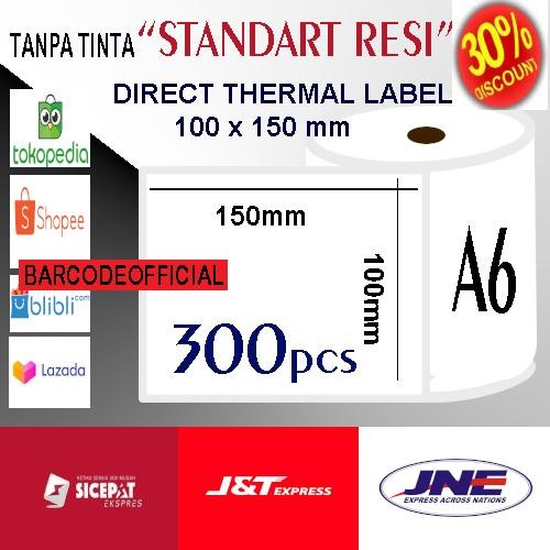 

LABEL BARCODE 100X150 KERTAS STICKER THERMAL 100x150 mm RESI (300 pcs)
