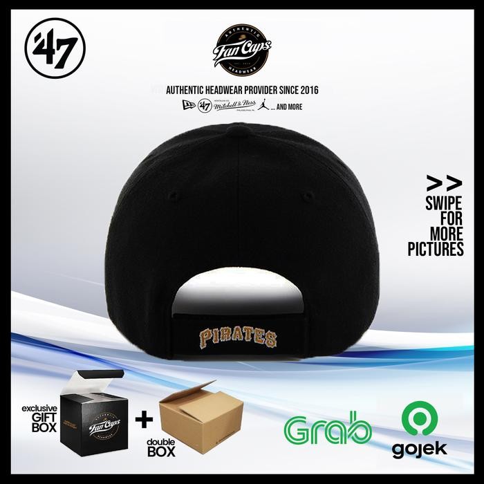 Spesial Topi 47 Original Mlb Pittsburgh Pirates Alternate Logo Mvp Warna Hitam Free Gift Box