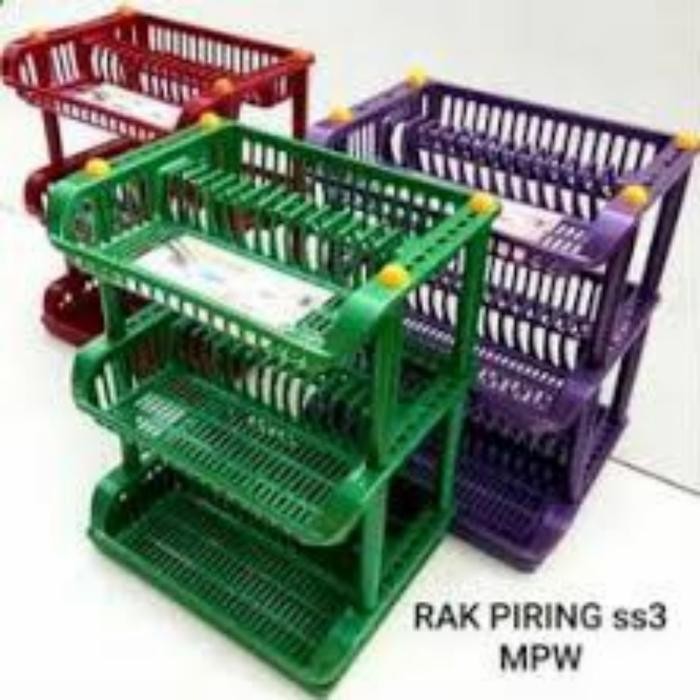RAK PIRING PLASTIK 3 SUSUN + NAMPAN TIRISAN AIR/BAHAN PLASTIK TEBAL