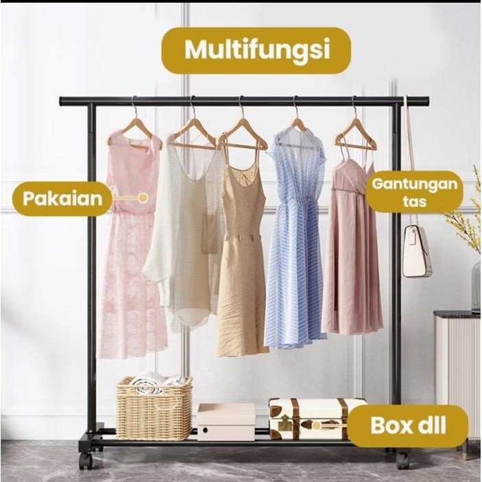 Rak Gantung Baju Besi Stand Hanger Double Gantung Baju Minimalis Jemuran Baju