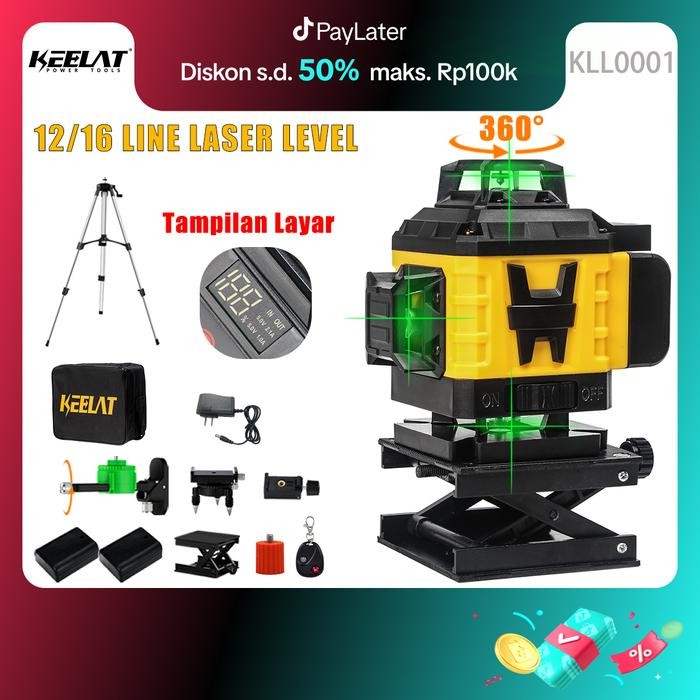 

Keelat Garansi 12 bulan Laser Level 4D 16Lines/12Lines Adjustable 360 Rotary Cross Auto Measuring