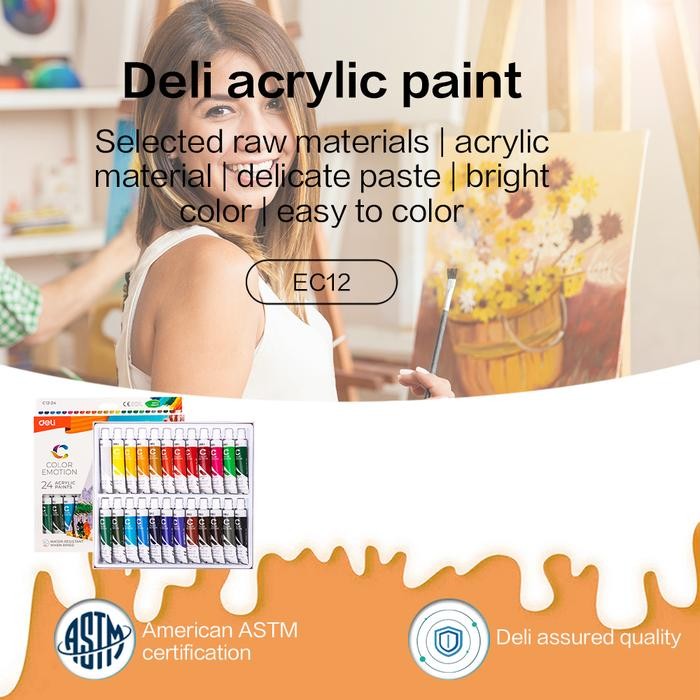 

Deli Acrylic Paint / Cat Akrilik 12/24 Warna Kemasan Kotak 12ml EC12