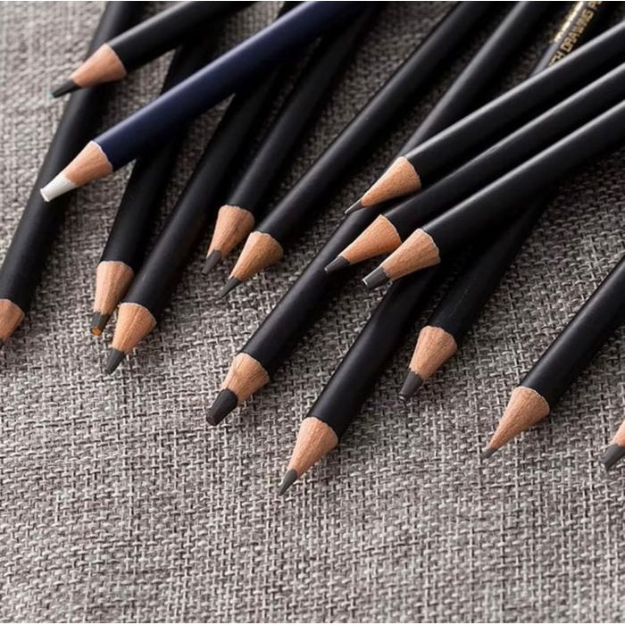 

Set Pensil Gambar Sketch Pensil Grafit Charcoal Arang 29 pcs dengan Kotak Tin