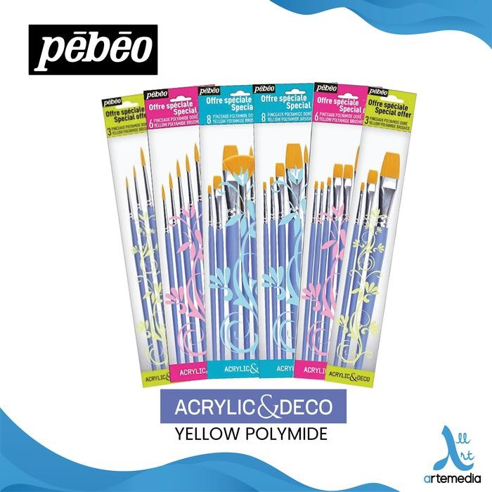 

Kuas Lukis Pebeo Yellow Polyamide Acrylic and Deco Brush Set