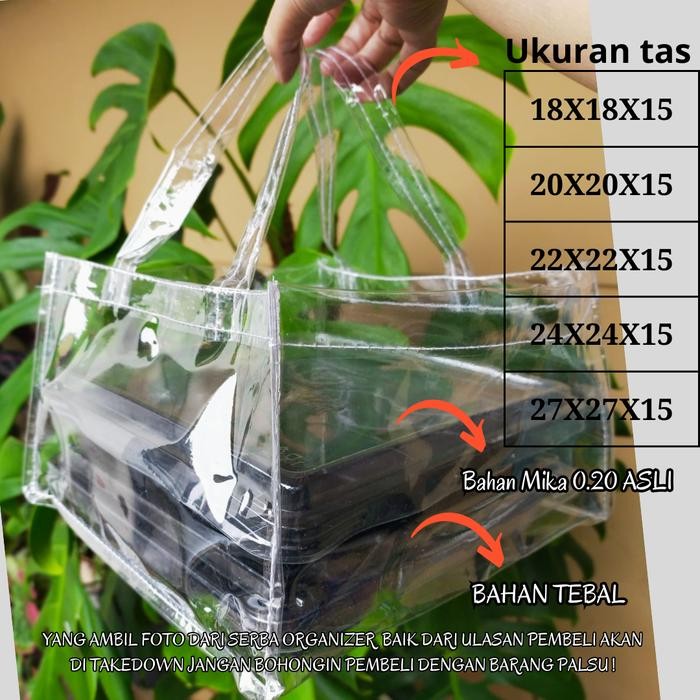Dus18 / 20X20 Tas Transparan Box Kue ,Kotak Nasi, Besek Bambu Tas Mika