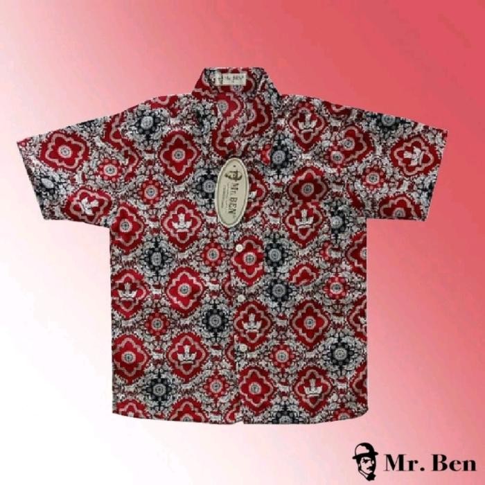 (Expert) kemeja sd batik dasar merah seragam sekolah mr.ben