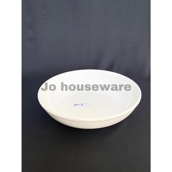 Piring mangkok keramik salad diameter 25 cm serbaa putih polos 10-3 - Not Specified