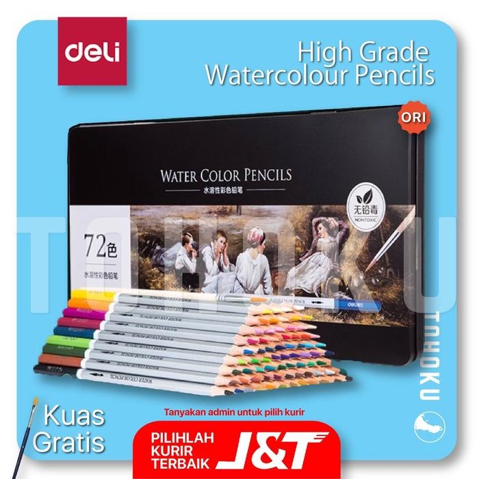 

(Pack Aman) Pensil Warna Kotak Metal 48 - Deli 48 Watercolour Pencils