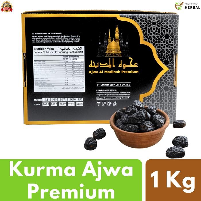 

Glx Kurma Ajwa Nabi 1 Kg Asli 100% Original Premium Madinah / Korma Azwa