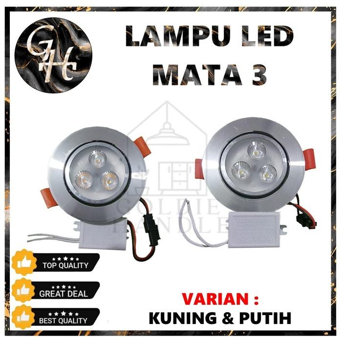 Downlight Panel Led 3 Mata Putih Dan Kuning Lampu Downlight Led 3 Watt