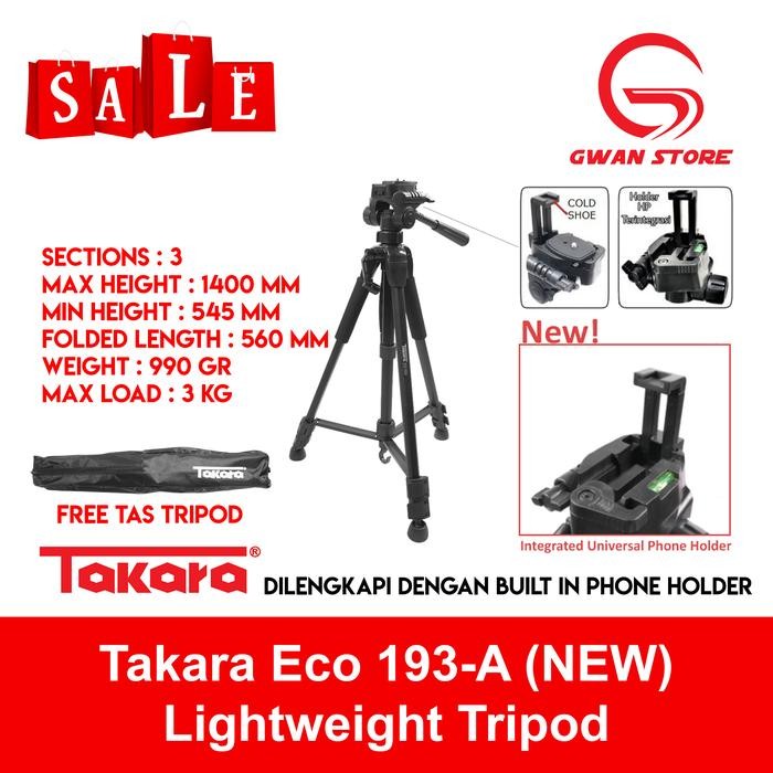 Takara ECO-193A Lightweight Travel Tripod for DSLR Mirrorless ECO 193A