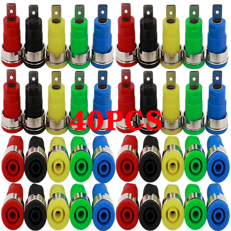 IMPORT 40PCS 4mm Banana Socket 32A Panel Mount Terminal Block, 5 Colors Insulated Panel Mount
