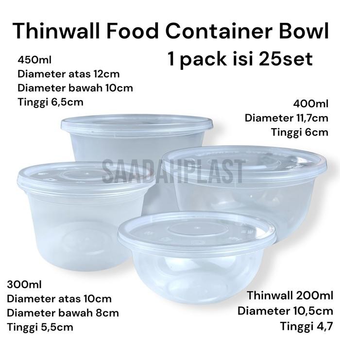 (ISI 25) THINWALL BULAT 200ML 300ML 400ML 450ML / MANGKOK PLASTIK BOWL 200 ML TAHAN PANAS OTIPACK