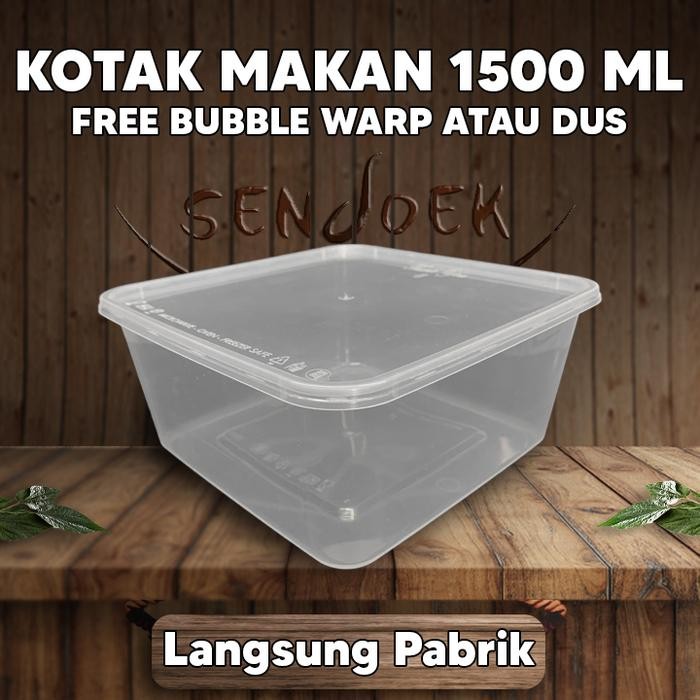 Kotak Plastik Bening 1500 ml / Lun Box / Kotak Makan /Food Container