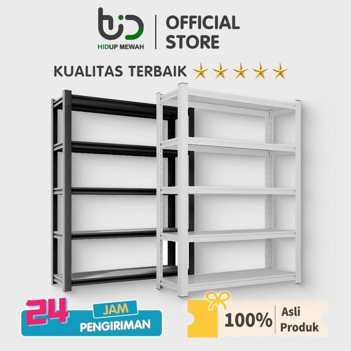 Hidup Mewah 90-120CM Rak Besi Siku 5 Susun Rak Rak Besi Siku Dapur Rak Supermarket Rak Besi