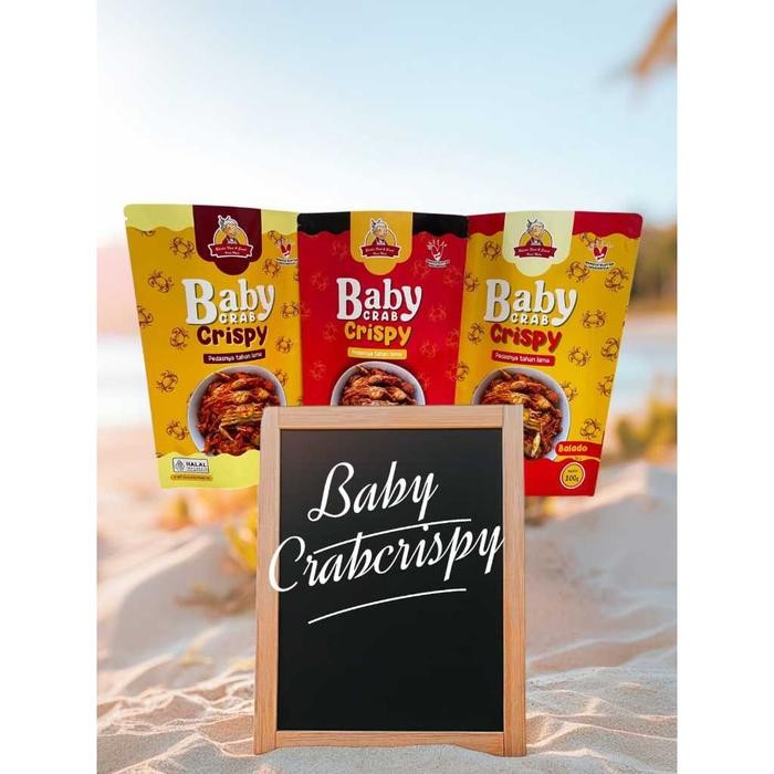 

Baby crab krispy rajungan 100gr kemasan craby krips cemilan viral pedas goreng halal kepiting