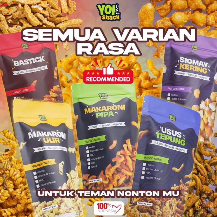 

YOI SNACK - Bundling 5pcs Lengkap Cemilan Makaroni Pedas Enak Viral Tiktok Kripik Usus