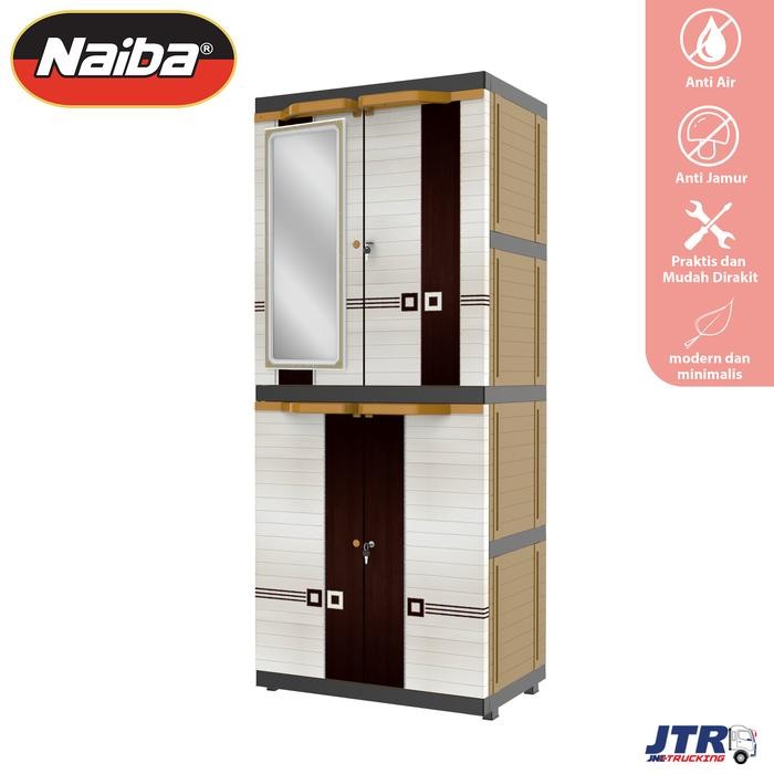NAIBA - Lemari MSC Mirror 4 Susun Lemari pakaian plastik kaca pintu Furniture