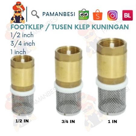 Foot Klep Kuningan Saringan Pompa Air Sumur Tusen Pipa Footklep Valve