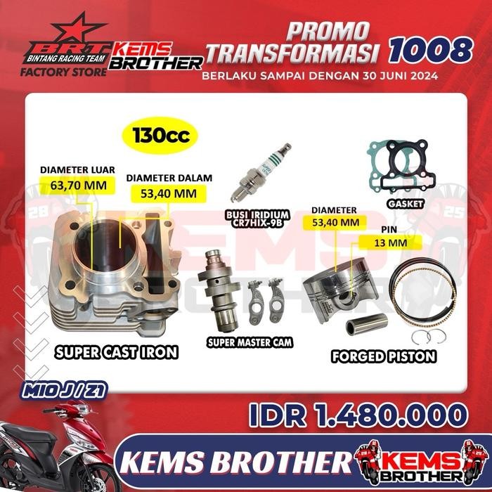 Paket Blok Casting Iron Bore Up 130cc & 150cc BRT - Mio J, Soul GT, X-Ride, Fino Best Quality