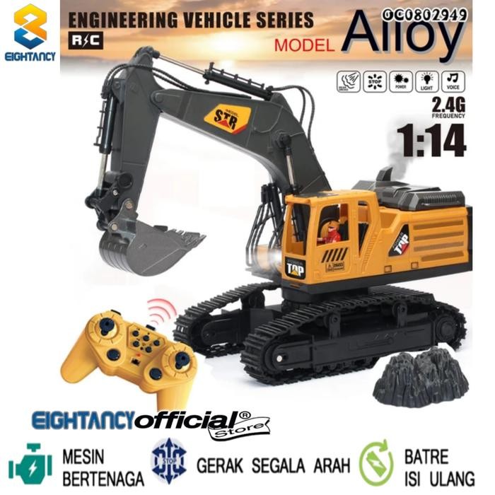 8T Rc Truck Excavator 14Chanel Excavator Rc Metal Alloy 2.4ghz Sound Led Efek Asap Excavator Remote