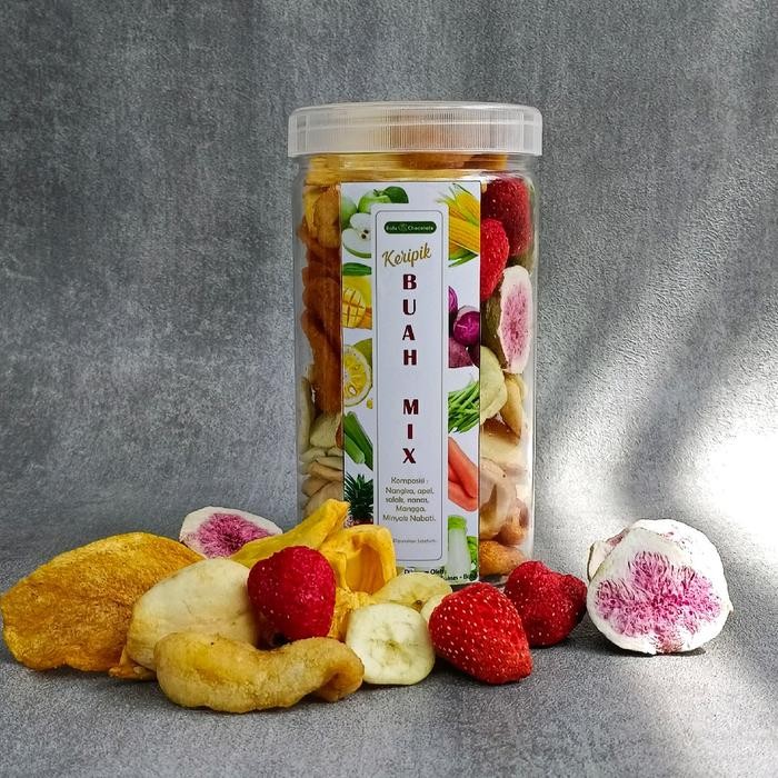

New Mix Fruits Chips In Jar Premium - Dengan Buah Tin & Strawberry - Buah mix Buah Tin dan