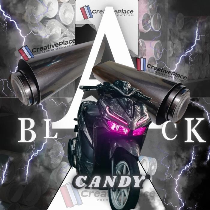 sticker skotlet motor hitam metalik candy / scotlite soft black candy / skotlet hitam kendi /