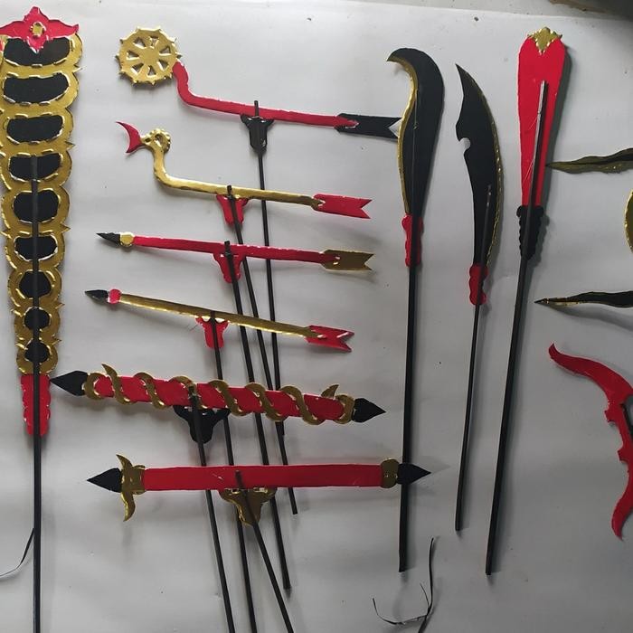 wayang kulit kertas mainan SENJATA/GAMAN *