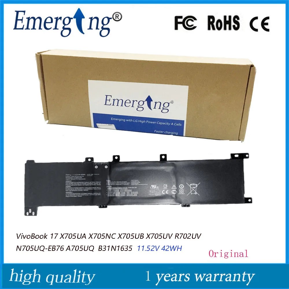 11.52V 42Wh   Laptop Battery B31N1635 for ASUS VivoBook 17 X705UA X705NA X705NC X705UB X705UV R702UV