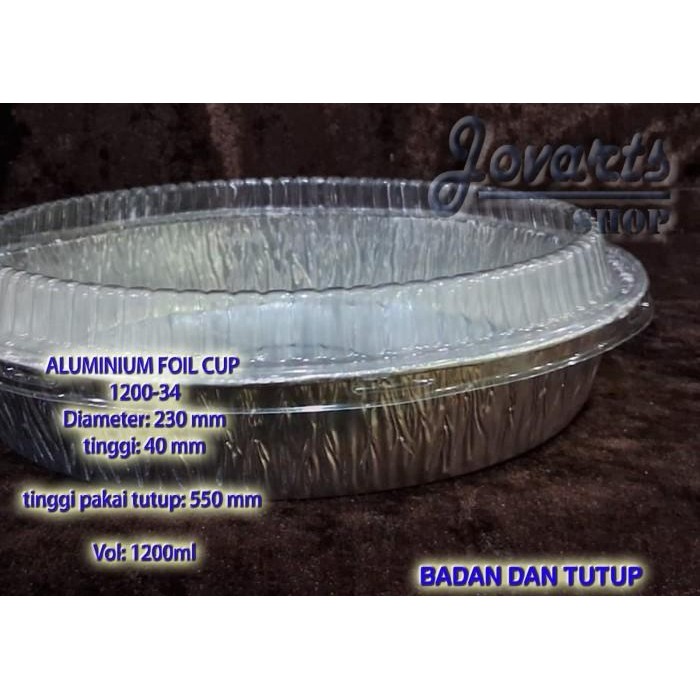 RX 1200 Cup Alumunium Foil Bulat tray Wadah + Tutup mika