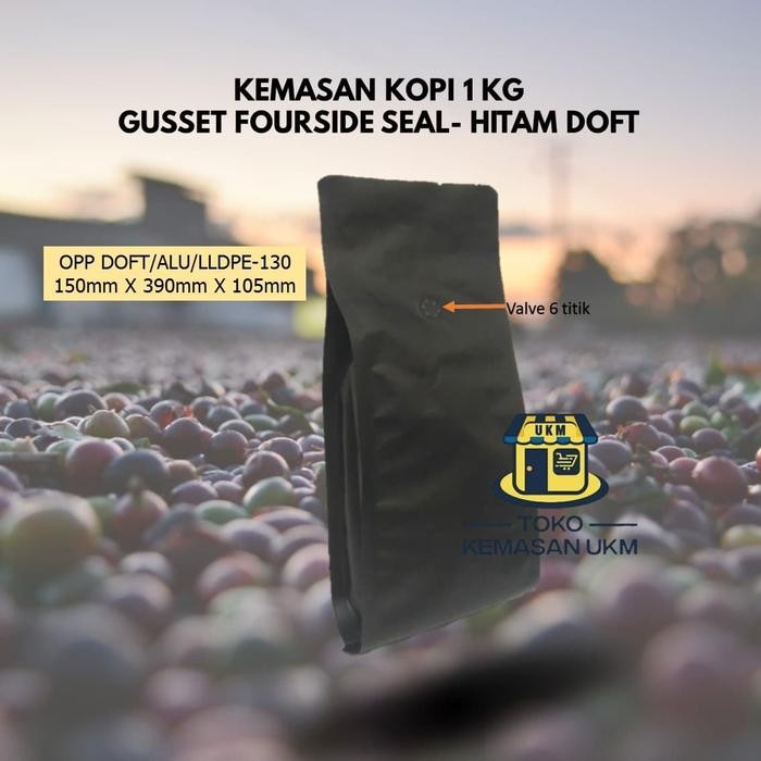KEMASAN KOPI 1 KG - GUSSET FOURSIDE SEAL HITAM DOFT
