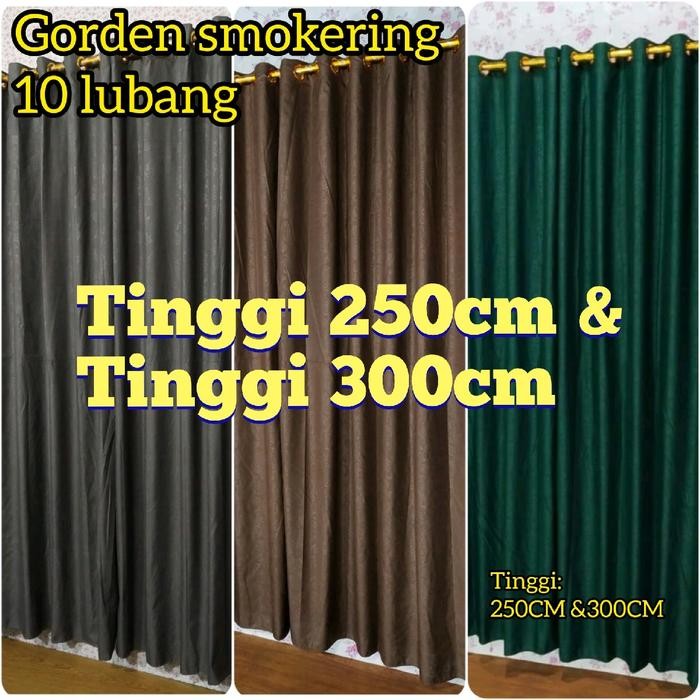 Gorden smokering embos Polos Tinggi 2,5 meter dan 3 meter Kain disperse Tali disetiap gorden