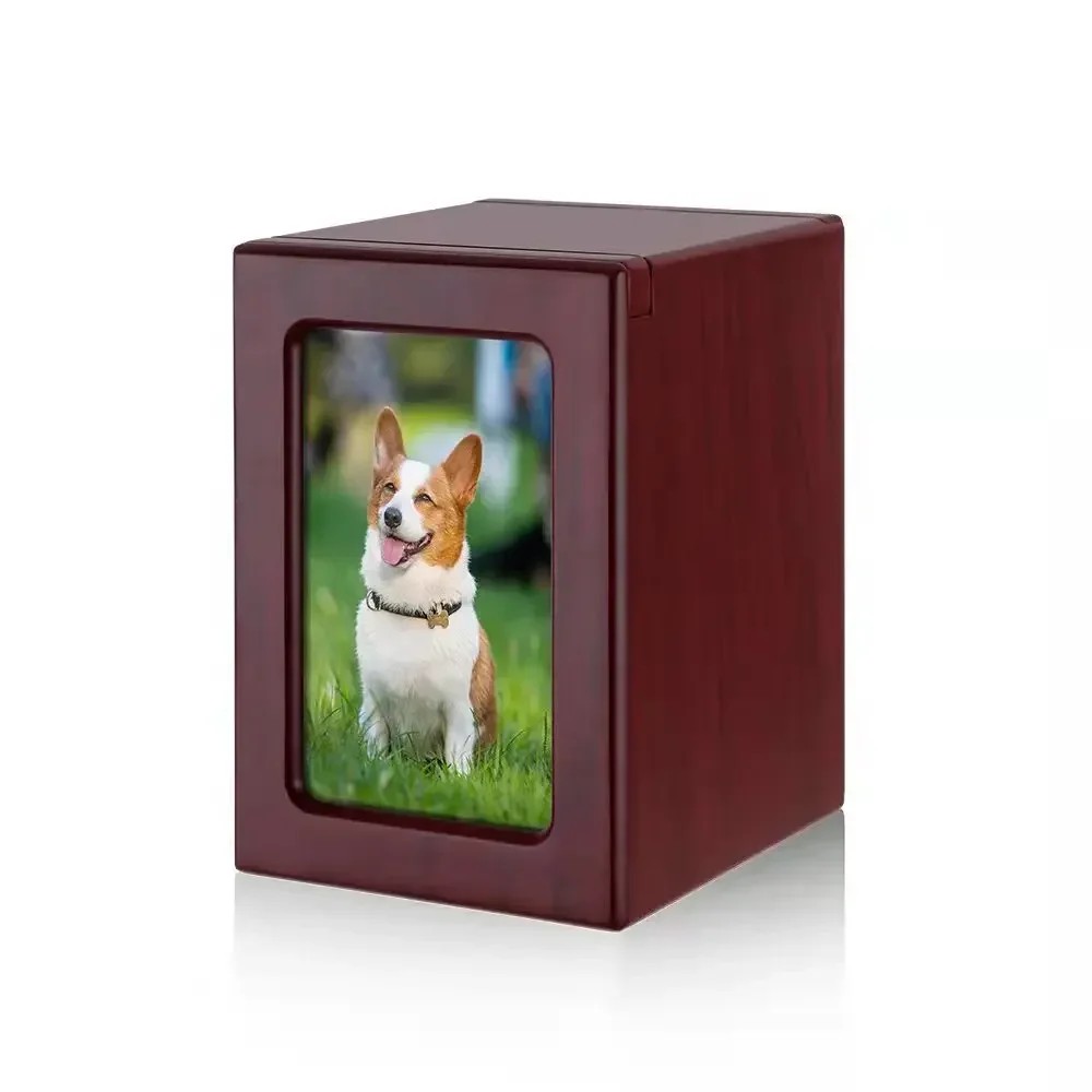 Wooden Pet Dog Cat Urn Photo Cinerary Casket Memorial Box urnen voor menselijk as cat memorial