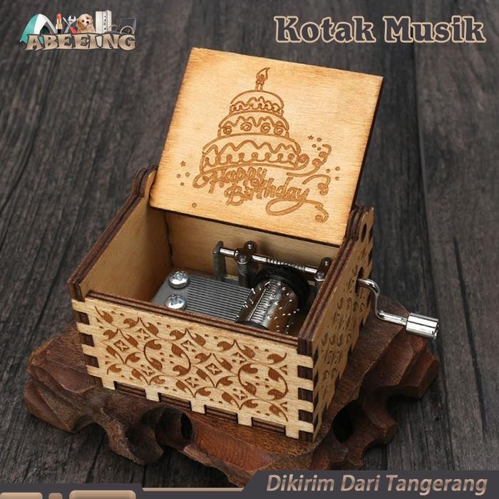 Kotak Musik Putar Bahan Kayu Wooden Music Box Kotak Musik Otomatis