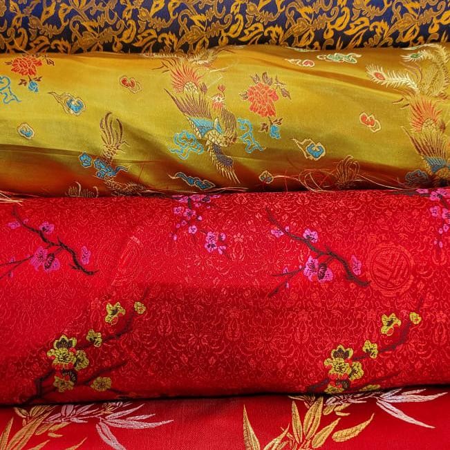 KAIN CHEONGSAM CHONGSAM CINA MOTIF NAGA BUNGA KOIN KODE 1087