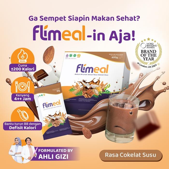 

Flimeal (Meal Replacement) - 1 Box (Isi 12 Sachet) - Coklat Susu