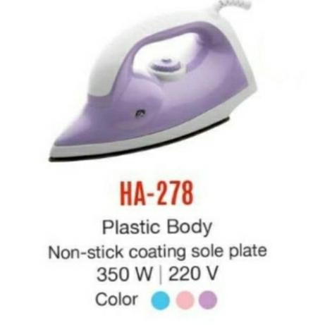 Maspion Ha-278 Dry Iron / Setrika Ha 278 / Ha278 Plastic Body Ori Baru