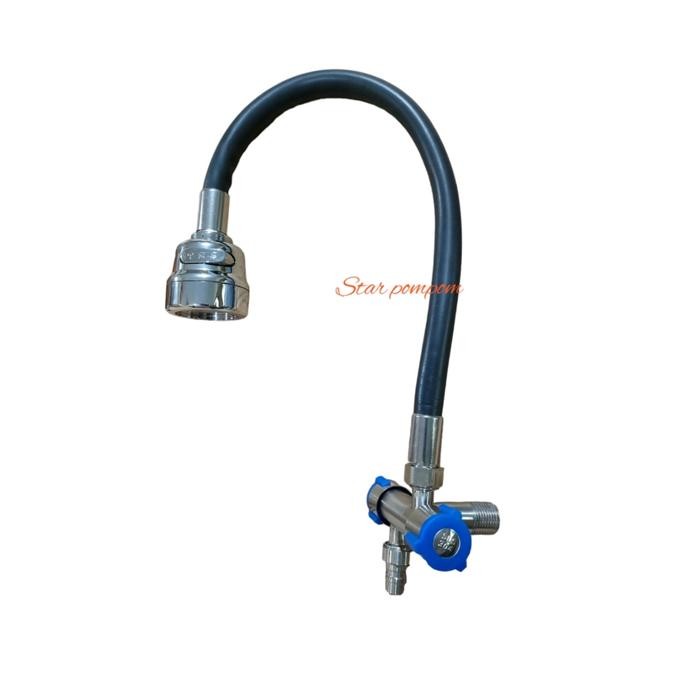 Keran Cabang Double Angsa Mesin cuci Hitam orange Body stainless/ Keran Dapur mesin cuci