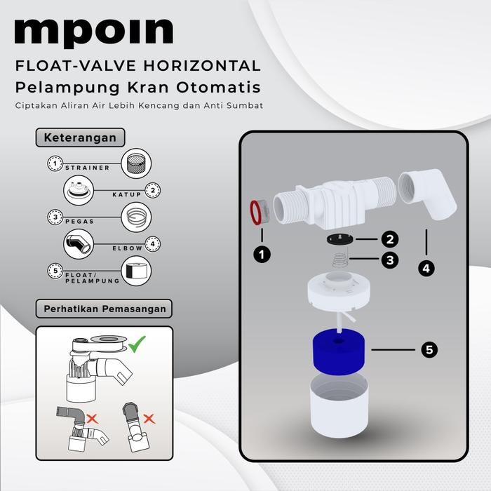 Pelampung Otomatis Kran Toren Air Mpoin Float Valve Horizontal
