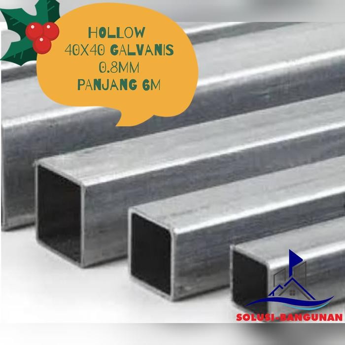Hollow 40x40 galvanis 0.8mm - 6m / holo 0,8mm / hollow 0.8 / hollo 0,8 / holo 6m / holo galvanis /