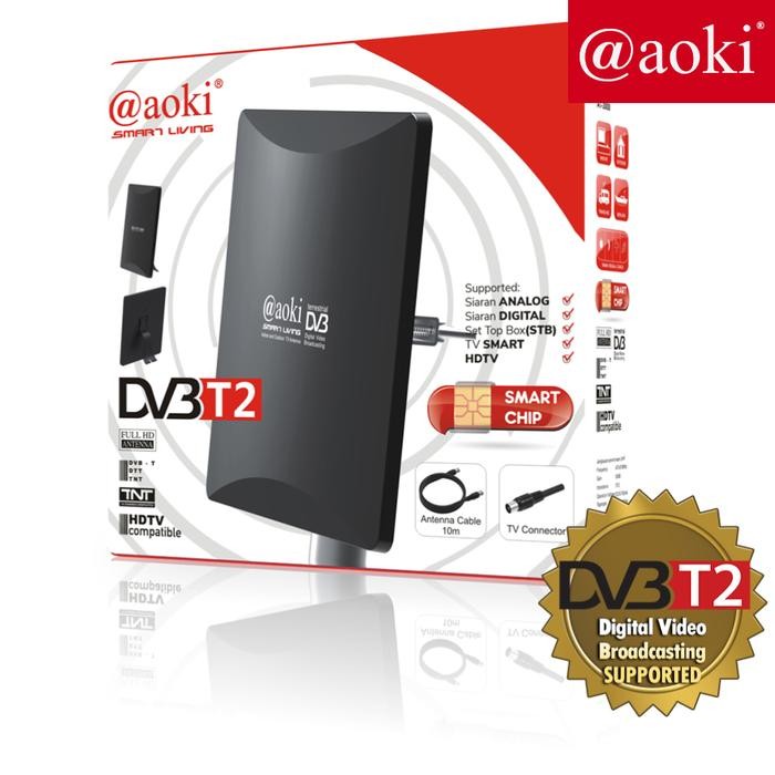 Aoki AT3000 Antena TV Tabung LED Digital Indoor Outdoor Super Jernih BONUS Kabel Antena 10 Meter