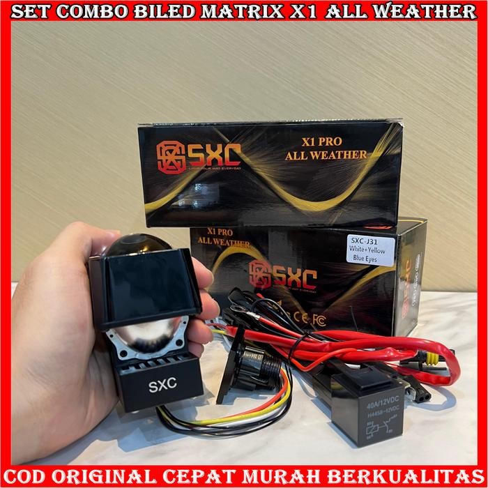 Original Paket Combo Hemat Biled Matrix X1 All Weather 1,5 Inchi 45 Watt Projie Mini Mobil Motor