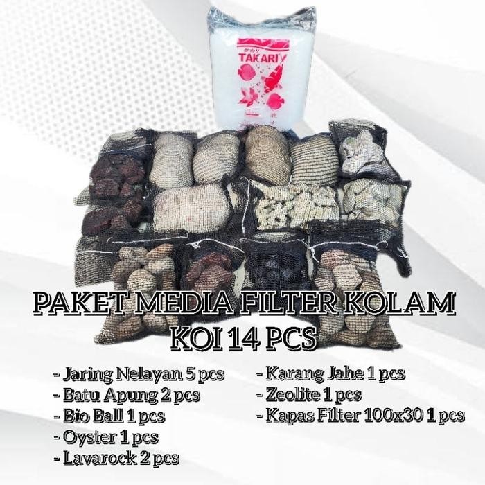 14 PCS MEDIA FILTER KOLAM KOI PAKET HEMAT SIAP PAKAI MEDIA FILTERASI KOLAM IKAN HIAS